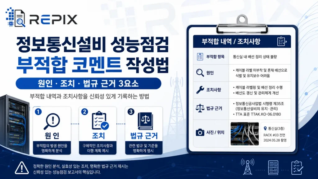 정보통신설비 성능점검 부적합 코멘트 작성법